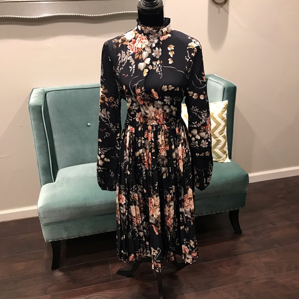 Navy blue floral dress